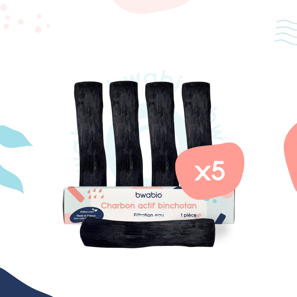 5 Charbons binchotan issu du Japon de la marque Bwabio