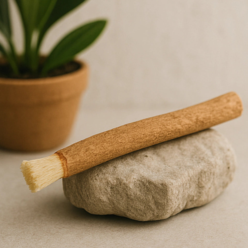 Siwak Naturel poser sur une pierre, produit écologiques & Zéro Déchet 