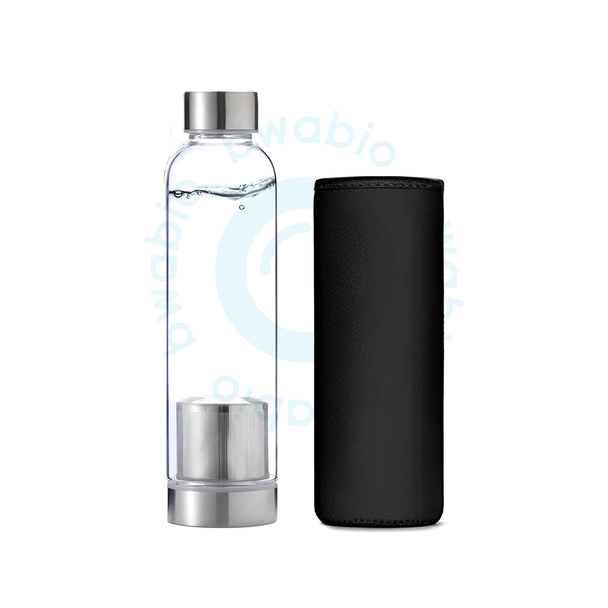 Gourde en verre noir + 10 perles de céramique Bwabio